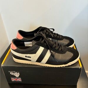 Gola Black ABullet Pure Sneaker with White and Pink Highlights